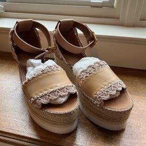 See By Chloe Nude Lyn Wedge Sandals